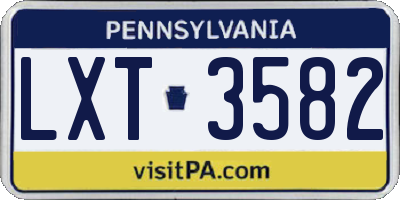 PA license plate LXT3582