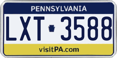 PA license plate LXT3588