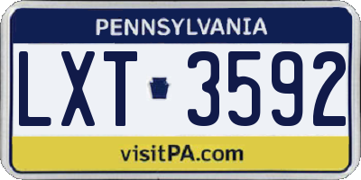 PA license plate LXT3592