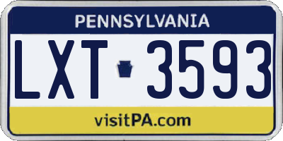 PA license plate LXT3593