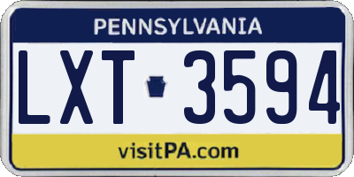 PA license plate LXT3594