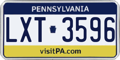 PA license plate LXT3596
