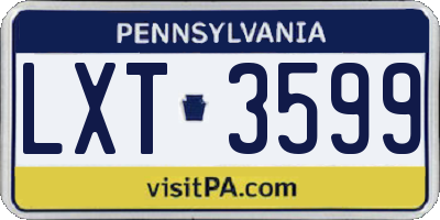 PA license plate LXT3599