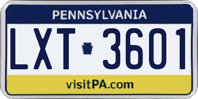 PA license plate LXT3601