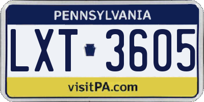PA license plate LXT3605