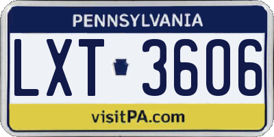 PA license plate LXT3606