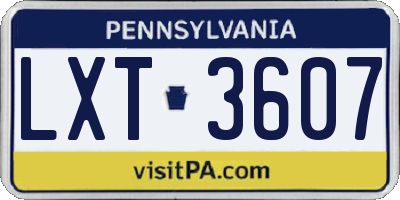 PA license plate LXT3607