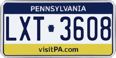 PA license plate LXT3608