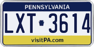 PA license plate LXT3614