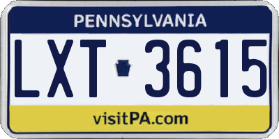 PA license plate LXT3615