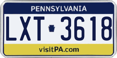 PA license plate LXT3618