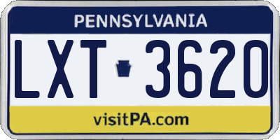 PA license plate LXT3620
