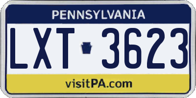 PA license plate LXT3623
