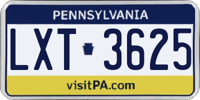 PA license plate LXT3625