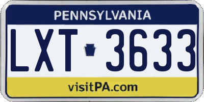 PA license plate LXT3633