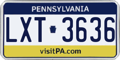 PA license plate LXT3636