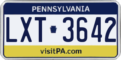 PA license plate LXT3642