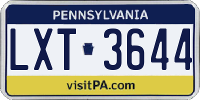 PA license plate LXT3644