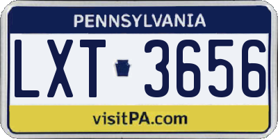 PA license plate LXT3656