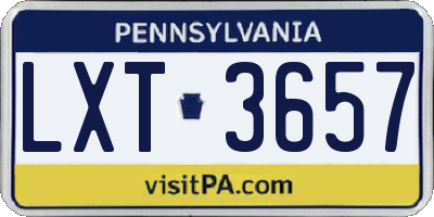 PA license plate LXT3657