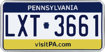 PA license plate LXT3661