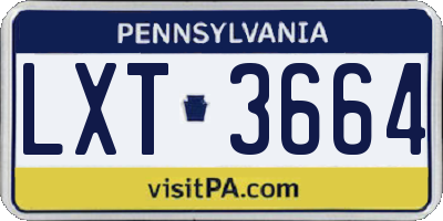 PA license plate LXT3664