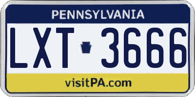 PA license plate LXT3666