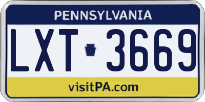 PA license plate LXT3669