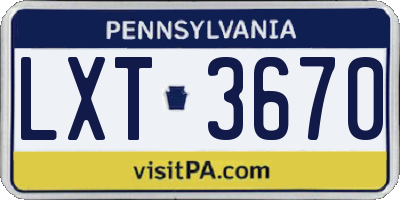 PA license plate LXT3670