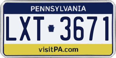 PA license plate LXT3671