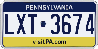 PA license plate LXT3674