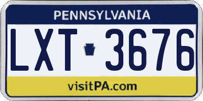 PA license plate LXT3676