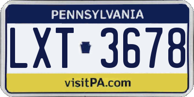 PA license plate LXT3678