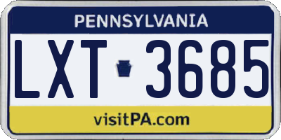 PA license plate LXT3685