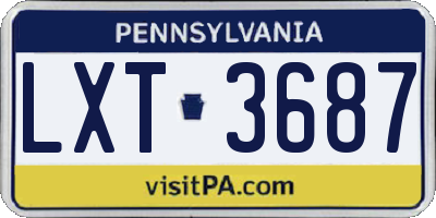 PA license plate LXT3687