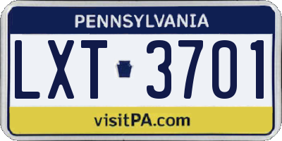 PA license plate LXT3701