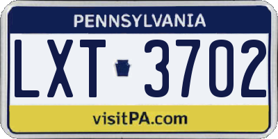 PA license plate LXT3702