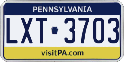 PA license plate LXT3703