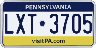 PA license plate LXT3705