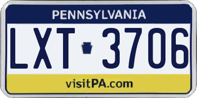 PA license plate LXT3706
