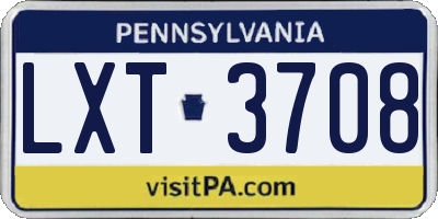 PA license plate LXT3708