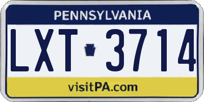 PA license plate LXT3714