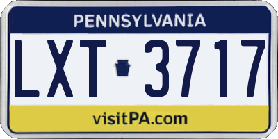 PA license plate LXT3717