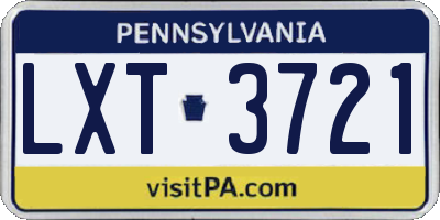 PA license plate LXT3721