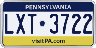 PA license plate LXT3722