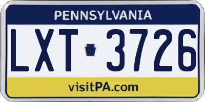 PA license plate LXT3726