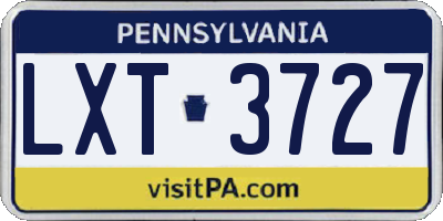 PA license plate LXT3727