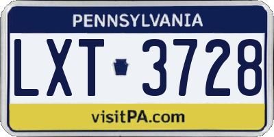 PA license plate LXT3728