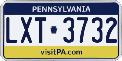 PA license plate LXT3732
