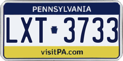 PA license plate LXT3733